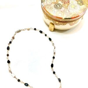 Chic Black and White Beaded Necklace